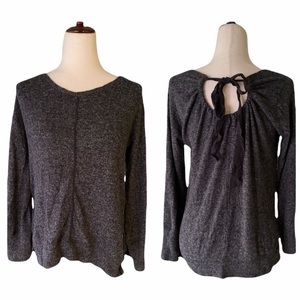 Anthropologie Saturday Sunday Gray Tie Back Ribbon Sweater Top - S